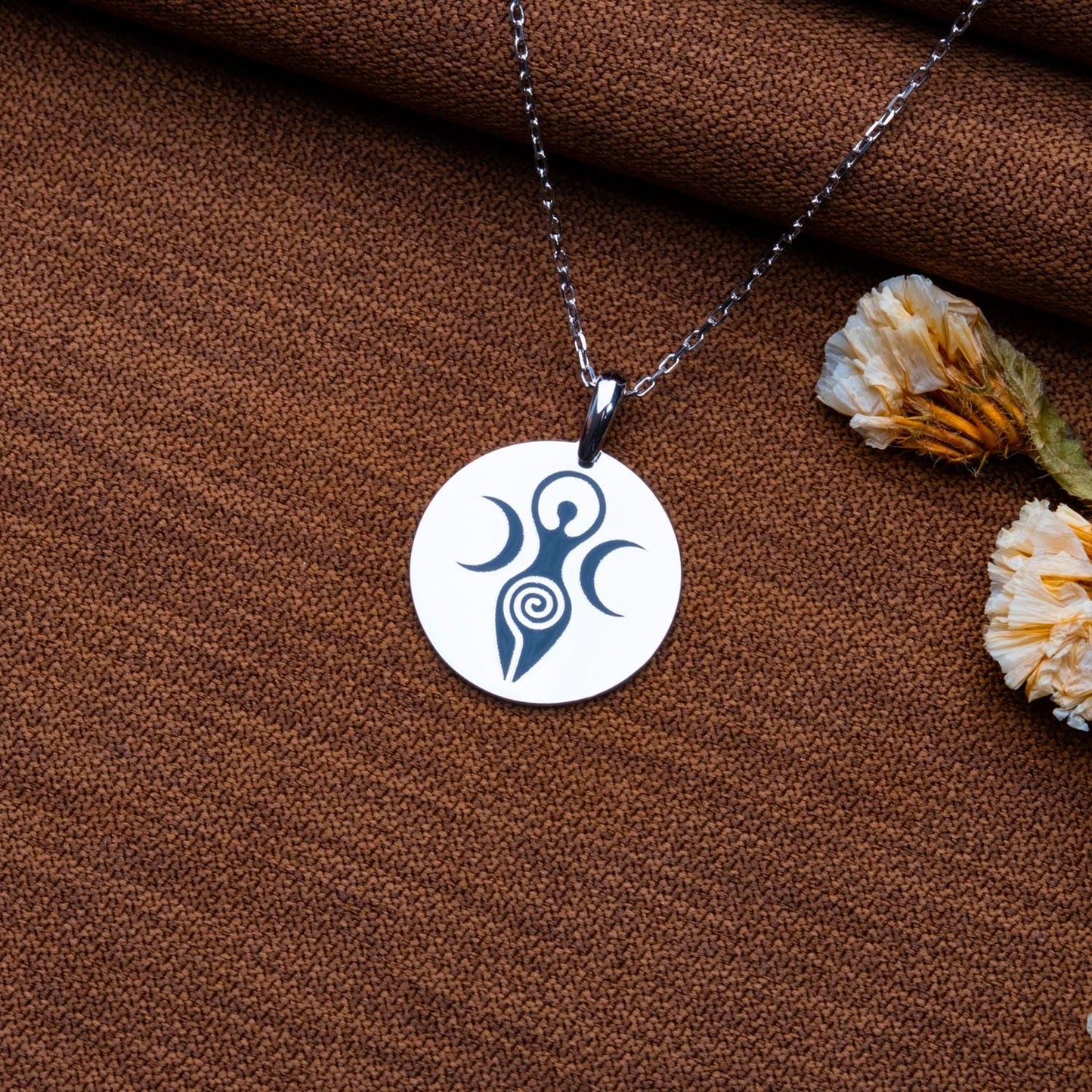 Spiral Goddess Necklace,Wiccan Symbol Pendant,Pagan Wicca Jewelry,Handmade CustomGift,Birthday,Galentine Gift,Personalized Jewelry Gift Idea