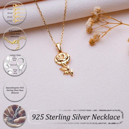 Marigold Flower Necklace, Birth Flower Jewelry, Custom Pendant, Personalized Charm Necklace, Birthstone Necklace, Best Friend & Mom Gift