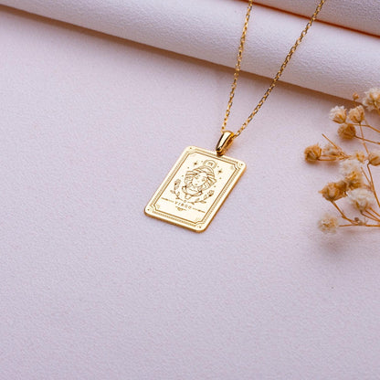 Zodiac Necklace, Gold Astrology Pendant,Handmade Personalized Jewelry, Scorpio, Virgo, Pisces, Leo, Aquarius, Aries, Capricorn Gift for Her