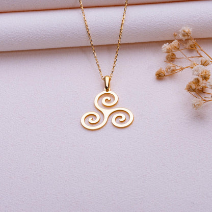 Triskelion Necklace • Viking Triskele Pendant • Celtic Wolf Protection Jewelry • Silver Pagan Necklace • Gift for Her • Boho Dainty Necklace