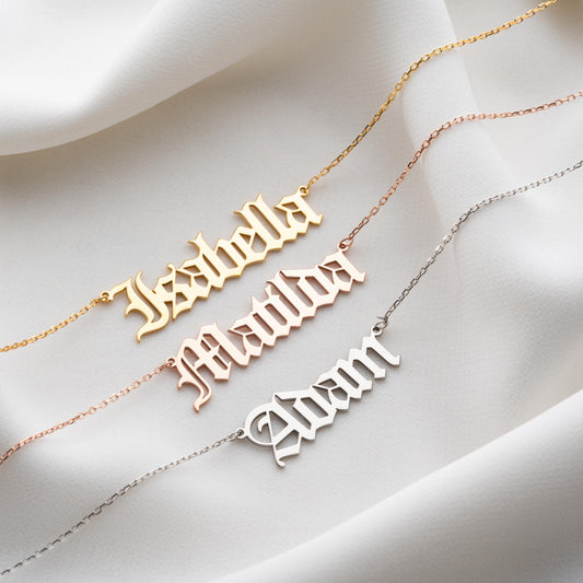 Custom Name Necklace, Gold Name Plate, Personalized Jewelry Gift for Her, Kids Name Logo Necklace, Birthday Gifts, Times New Roman Font