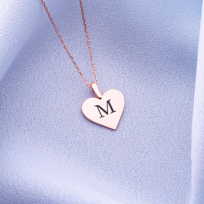 Heart Necklace-Gold Letter Name Necklace,Tiny Letter Pendant,Personalized Jewelry,Jewelry Gift for Her,Birthday,Mother's Day,Gift for Him.