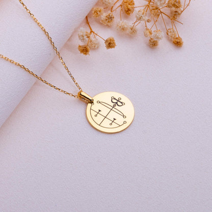 Aim Sigil Pendant – Lucifer Protection Necklace, Custom Occult Jewelry, Silver Goth Amulet, Supernatural Gift, Halloween Magik Necklace