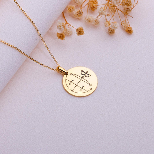 Aim Sigil Pendant – Lucifer Protection Necklace, Custom Occult Jewelry, Silver Goth Amulet, Supernatural Gift, Halloween Magik Necklace