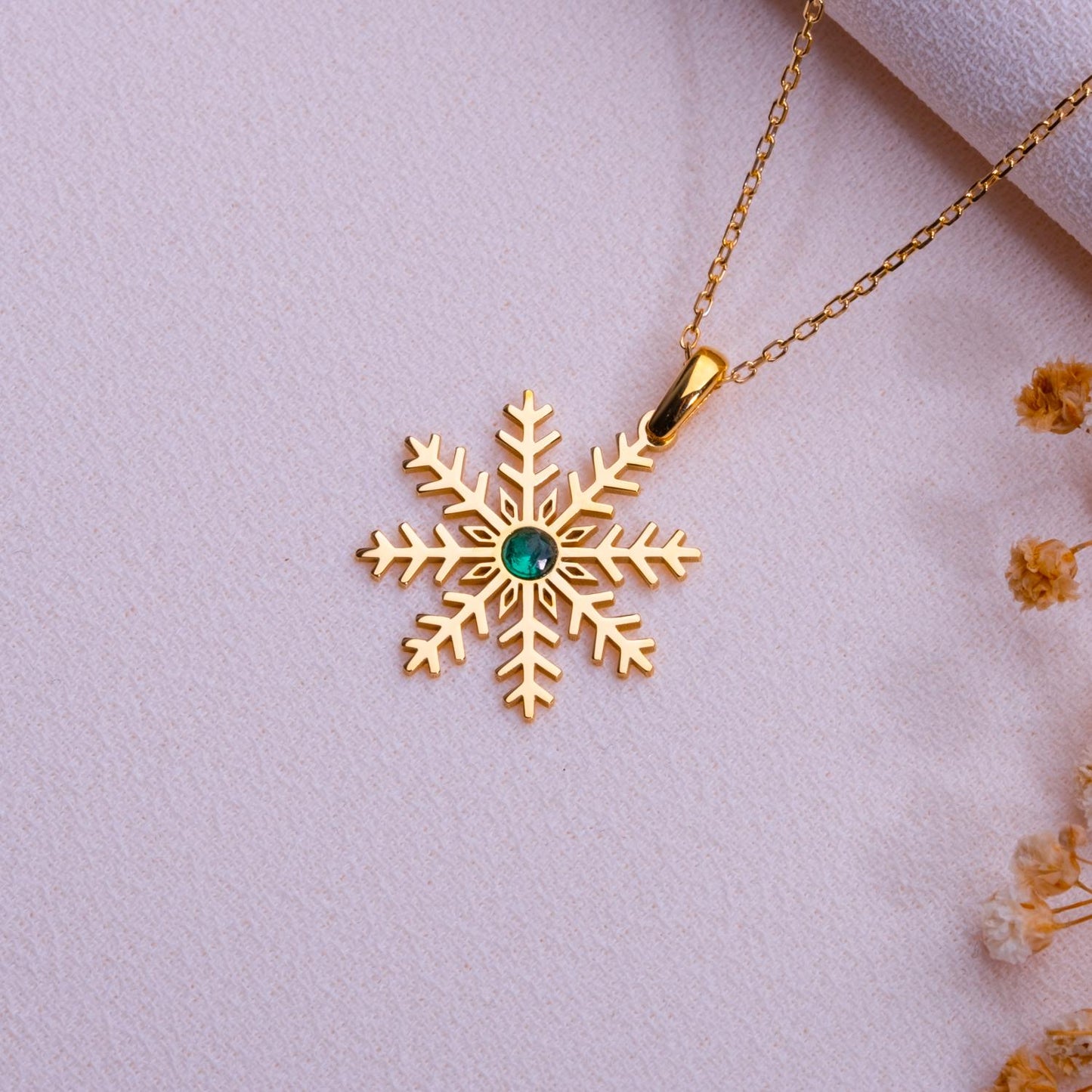 Snowflake Birthstone Necklace, December Gift, Origami Snowflake Pendant, 925 Sterling Silver Jewelry, Gift for Her or Him, Personalized