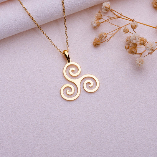 Triskelion Necklace • Viking Triskele Pendant • Celtic Wolf Protection Jewelry • Silver Pagan Necklace • Gift for Her • Boho Dainty Necklace