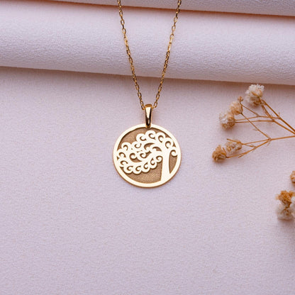 Tree of Life Necklace • Gold Silver Family Tree Pendant • Anniversary Gift•Dainty Initial Jewelry•Gift for Her•Statement Necklace for Women