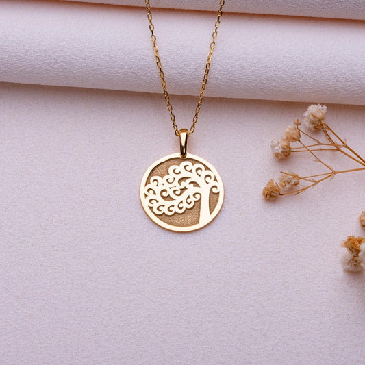 Tree of Life Necklace • Gold Silver Family Tree Pendant • Anniversary Gift•Dainty Initial Jewelry•Gift for Her•Statement Necklace for Women