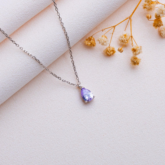 Drop Birthstone Necklace • Silver or Gold Jewelry • Dainty Teardrop Gemstone Pendant •Customized Minimal Gift,Unique Birthstone Gift Jewelry