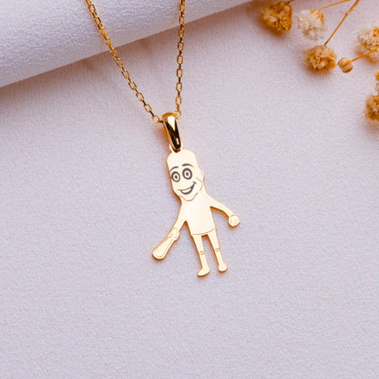 Tung Tung Sahur Neklace-Silver Boy and Girl Pendant Necklace–Gold Boy Charm,Kids Name Necklace, Personalized Gift for Son,Little Boy Jewelry