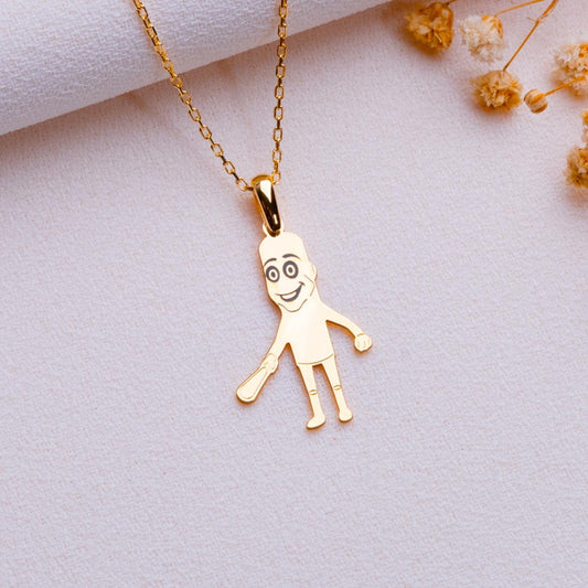 Tung Tung Sahur Neklace-Silver Boy and Girl Pendant Necklace–Gold Boy Charm,Kids Name Necklace, Personalized Gift for Son,Little Boy Jewelry