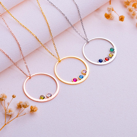 Birthstone Necklace for Mom – Personalized Family Jewelry, August, October, March, December Birthstone Gift, Anniversary Necklace for Women