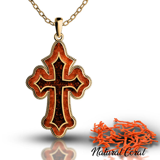 Gold Cross Necklace - Men's & Women's Christian Crucifix, Pearl Cross Pendant, Silver Sideways Cross, Orthodox Dainty Necklace, Gift for Him