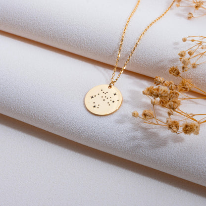 Zodiac Necklace, 14K Gold Charm,Aquarius Scorpio Jewelry,Constellation Gift for Women, Bridesmaid Necklace, Silver Necklace for Her,handmade