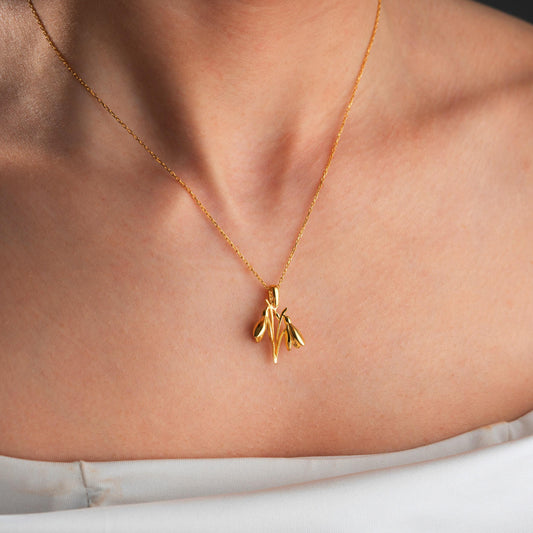 Snowdrop Necklace - Gold Birth Flower Necklace, Minimalist Birthflower Jewelry, Silver Flower Necklace, Birth Month Gift, Personalized Gifts