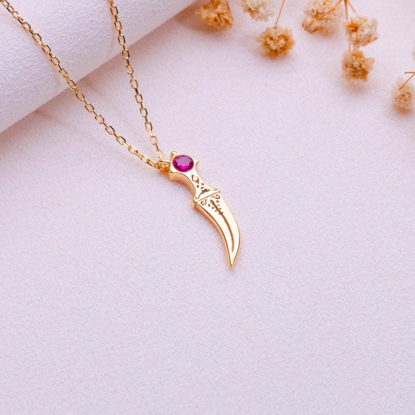 Dagger Birthstone Necklace – Medieval Sword Pendant,Personalized Gift for Her, August November December Birthstone Jewelry,Birthday Necklace