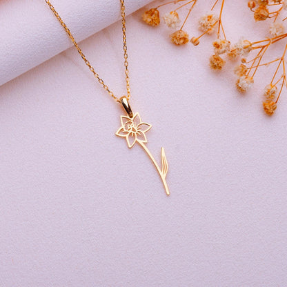 Bouquet Birth Flower Necklace•Gold or Silver Dainty Floral Jewelry•Personalized Gift for Her•Custom Birthday Gift•Birth Month Flower Pendant