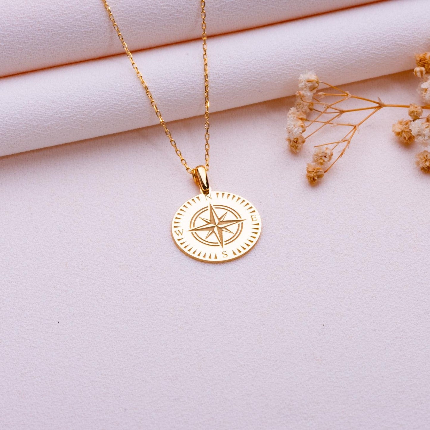 Compass Necklace • Compass Pendant • Silver Charm Necklace • Locket Necklace•North Star Jewelry•Coordinate Gift for Him•Mens Womens Compass