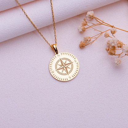 Compass Necklace • Compass Pendant • Silver Charm Necklace • Locket Necklace•North Star Jewelry•Coordinate Gift for Him•Mens Womens Compass