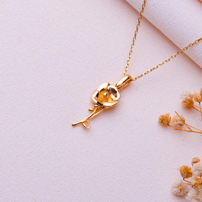 Poppy Flower Necklace • California Poppy Pendant • Birth Month Flower Jewelry•Personalized Gift for Her•Nature Birthflower Necklace Jewelry