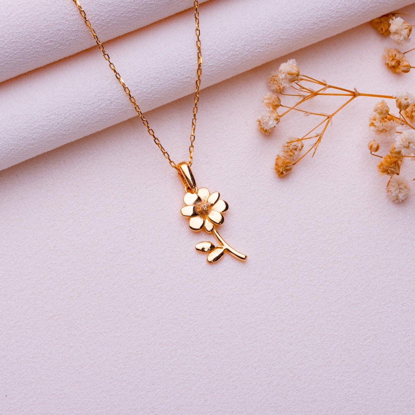 Cosmos Flower Necklace • October Birth Flower Jewelry • Floral Birthflower Pendant • Mama Sister Gift • Birth Month Necklace•Gift for Women