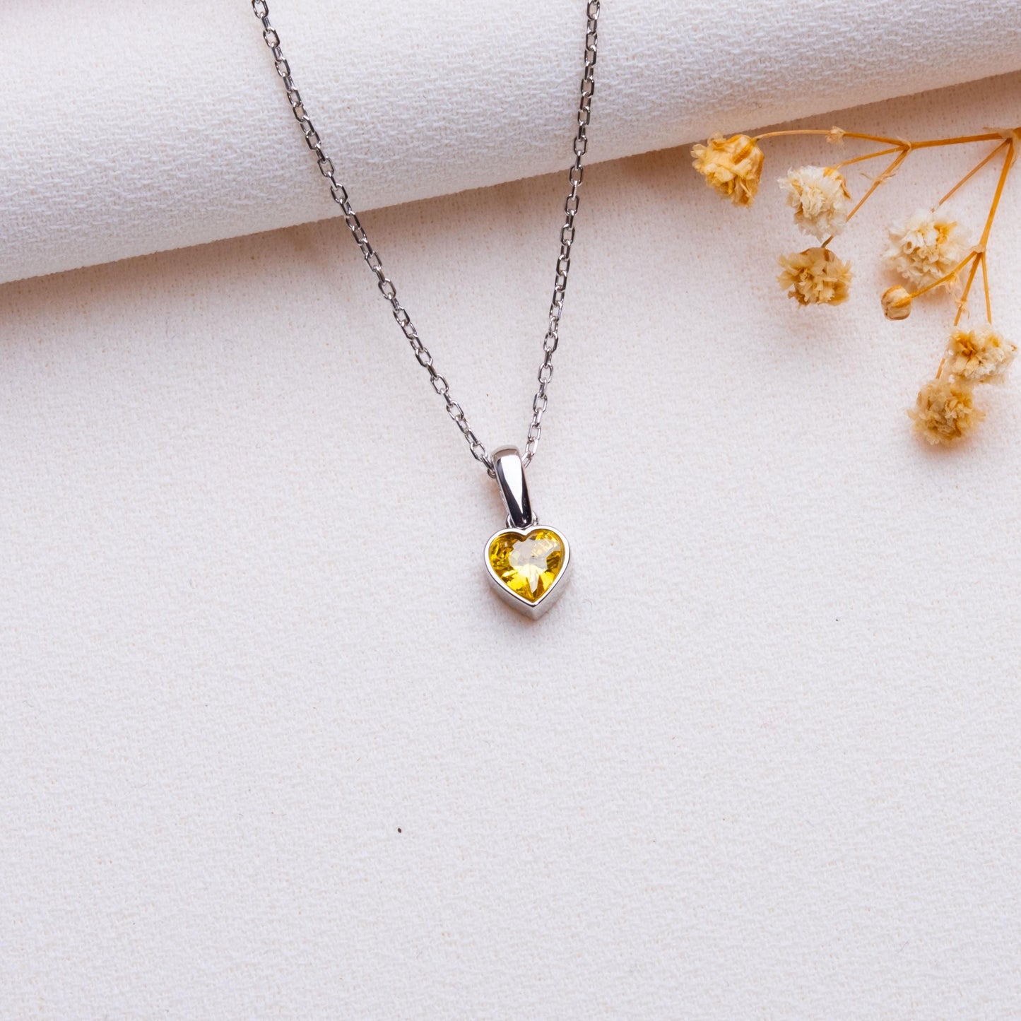 Heart Birthstone Necklace • Minimalist Jewelry • Personalized Heart Gemstone Pendant • Custom Gift for Her - Bridesmaid or Anniversary Gift