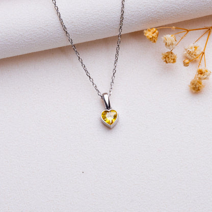Heart Birthstone Necklace • Minimalist Jewelry • Personalized Heart Gemstone Pendant • Custom Gift for Her - Bridesmaid or Anniversary Gift