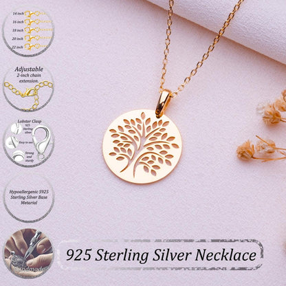 Tree of Life Pendant • Silver Charm Necklace • Grandma Gift • Handmade Dainty Jewelry • Initial Minimalist Necklace • Birthday Gift for Her