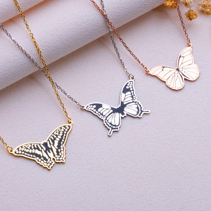 Butterfly Necklace • Dainty Pink or Silver Butterfly Pendant • Pave Butterfly Charm Jewelry • Monarch Butterfly Gift • Cute Necklace for Her