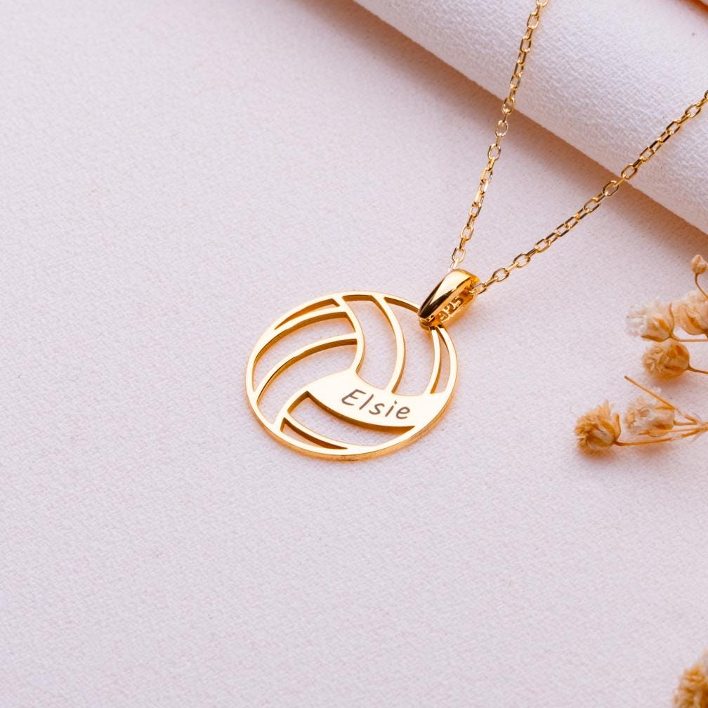 Personalized Volleyball Name Necklace • Custom Sports Pendant • Dainty Name Plate Jewelry-Gift for Volleyball Mom-Personalized Gift for Her.