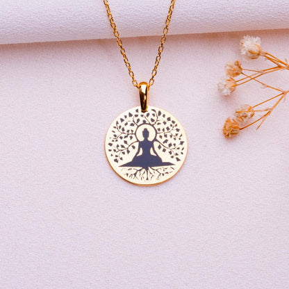 Tree of Life Buddha Necklace-Spiritual Lotus Pendant-Chakra Meditation Jewelry-Buddhist Necklace Gift for Him Her-Trending Pendant Necklace