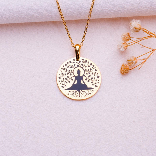 Tree of Life Buddha Necklace-Spiritual Lotus Pendant-Chakra Meditation Jewelry-Buddhist Necklace Gift for Him Her-Trending Pendant Necklace