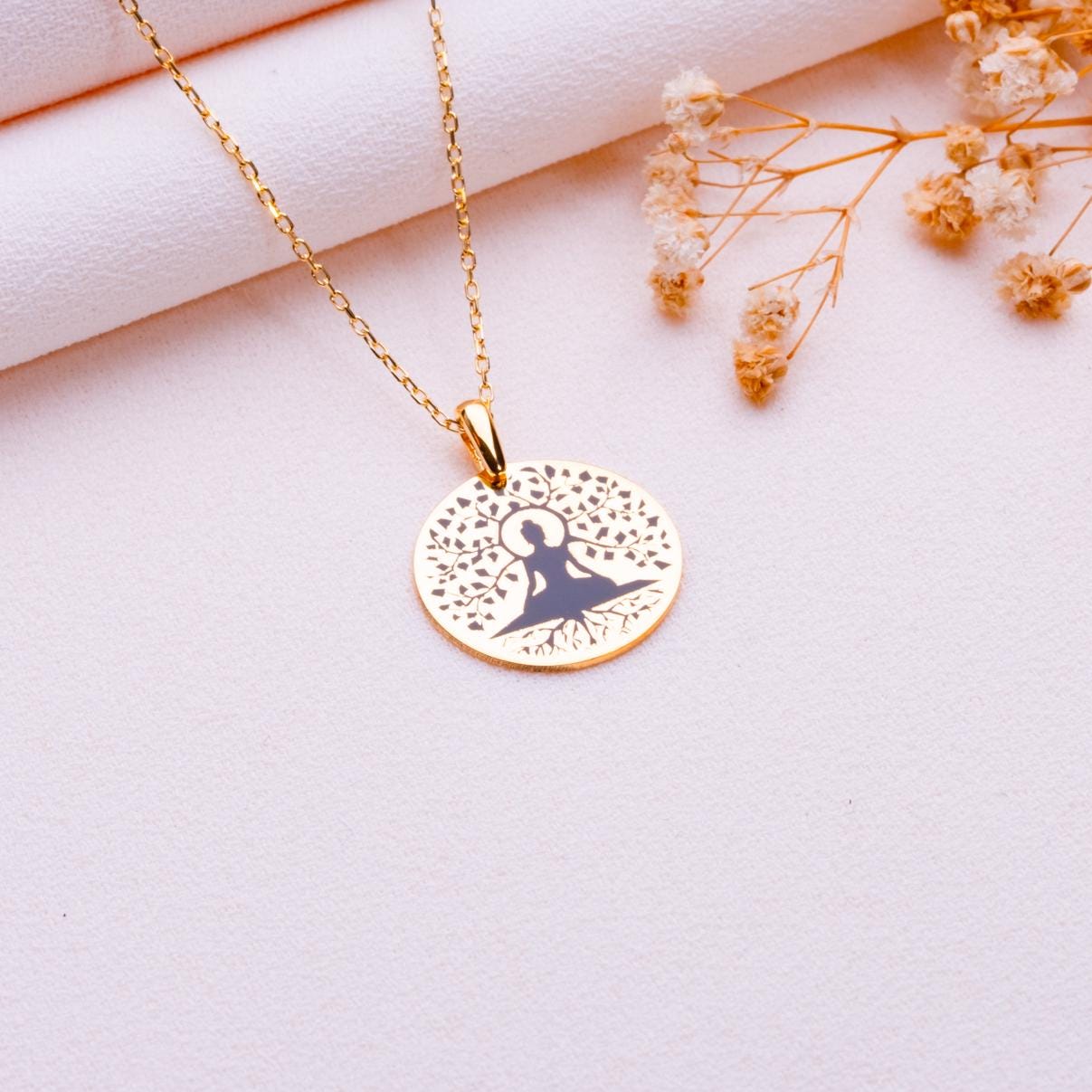 Tree of Life Buddha Necklace-Spiritual Lotus Pendant-Chakra Meditation Jewelry-Buddhist Necklace Gift for Him Her-Trending Pendant Necklace