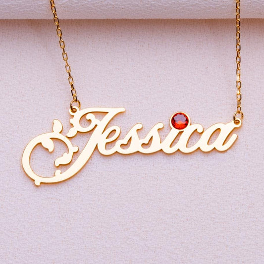 Nameplate Necklace for Women • June Birthstone Jewelry • Custom Silver Charm • Personalized Gift for Grandma • Dainty Minimalist Pendant