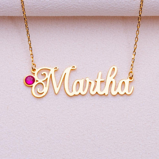 Dainty Name Necklace • November Birthstone Jewelry • Personalized Mom Gift • Silver Nameplate Pendant for Grandma • Custom Gold Necklace