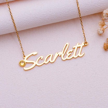 Name Necklace for Mom • Ruby Birthstone Jewelry • Birth Month Charm • Personalized Gift for Her • Custom Handmade Minimalist Pendant