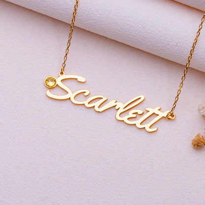 Name Necklace for Mom • Ruby Birthstone Jewelry • Birth Month Charm • Personalized Gift for Her • Custom Handmade Minimalist Pendant
