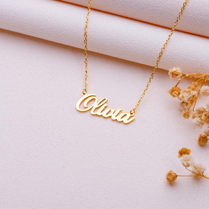 Dainty Name Necklace for Mom • Personalized Gift for Her • Custom Gold or Silver Jewelry • Elegant Nameplate Necklace for Grandma-handmade.