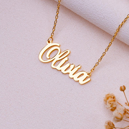 Dainty Name Necklace for Mom • Personalized Gift for Her • Custom Gold or Silver Jewelry • Elegant Nameplate Necklace for Grandma-handmade.