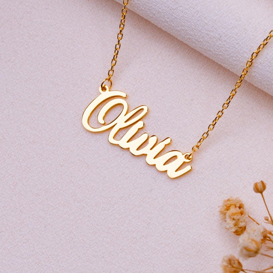 Dainty Name Necklace for Mom • Personalized Gift for Her • Custom Gold or Silver Jewelry • Elegant Nameplate Necklace for Grandma-handmade.