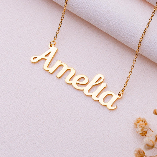 Name Jewelry for Women • Personalized Silver or Gold Necklace • Handmade Gift for Mom-Minimalist Custom Charm Necklace-silver handmade gift