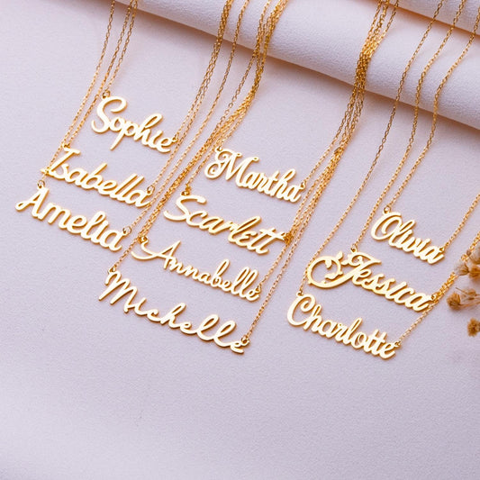 Custom Name Necklace - Gold Name Plate Necklace - Personalized Name Jewelry - Necklace with Name - Mother's Day Gift - Gift for Her-handmade