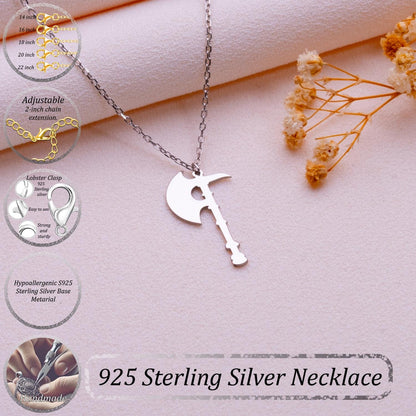 Battle Axe Necklace for Men • Viking Weapon Pendant • Fantasy Warrior Jewelry • Gothic Axe Charm-Medieval Norse Sword Necklace-Gift for Him