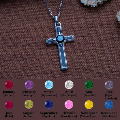 Onyx Cross Necklace Men Birthstone Pendant, Gold Crucifix Charm, Dainty Handmade Necklace, Silver Chain,Unisex Trendy Gift,Christmas Jewelry