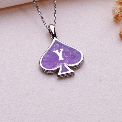 Handmade Amethyst Initial Necklace-Personalized Name Pendant, Letter Charm Jewelry-Birthday Gift-Mom Gift-Anniversary Gift-Christmas Present