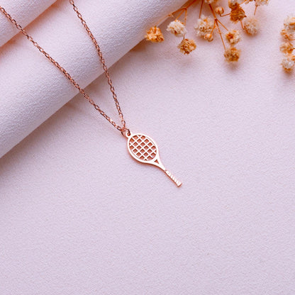 Tennis Racket Necklace • Personalized Pendant for Tennis Player, Coach, or Mom • Custom Sterling Silver Charm Jewelry • Gift for Women.