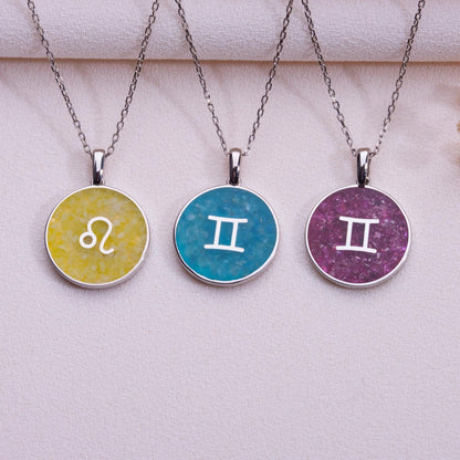 Handmade Jade Astrology Pendant, Leo Aquarius Gemini Zodiac Jewelry, Celestial Birth Sign Necklace, Gift for Women, Unique Horoscope Charm