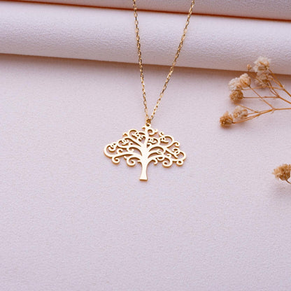 Tree of Life Necklace • Gold Silver Family Tree Pendant • Nature Charm Jewelry • Handmade Gift for Mom • Dainty Birthday Necklace for Her