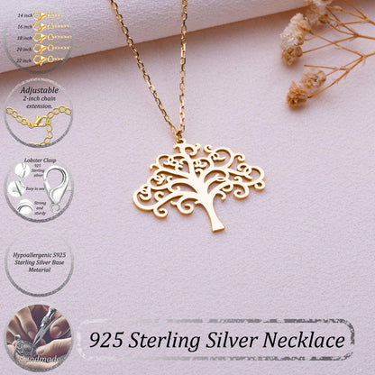 Tree of Life Necklace • Gold Silver Family Tree Pendant • Nature Charm Jewelry • Handmade Gift for Mom • Dainty Birthday Necklace for Her