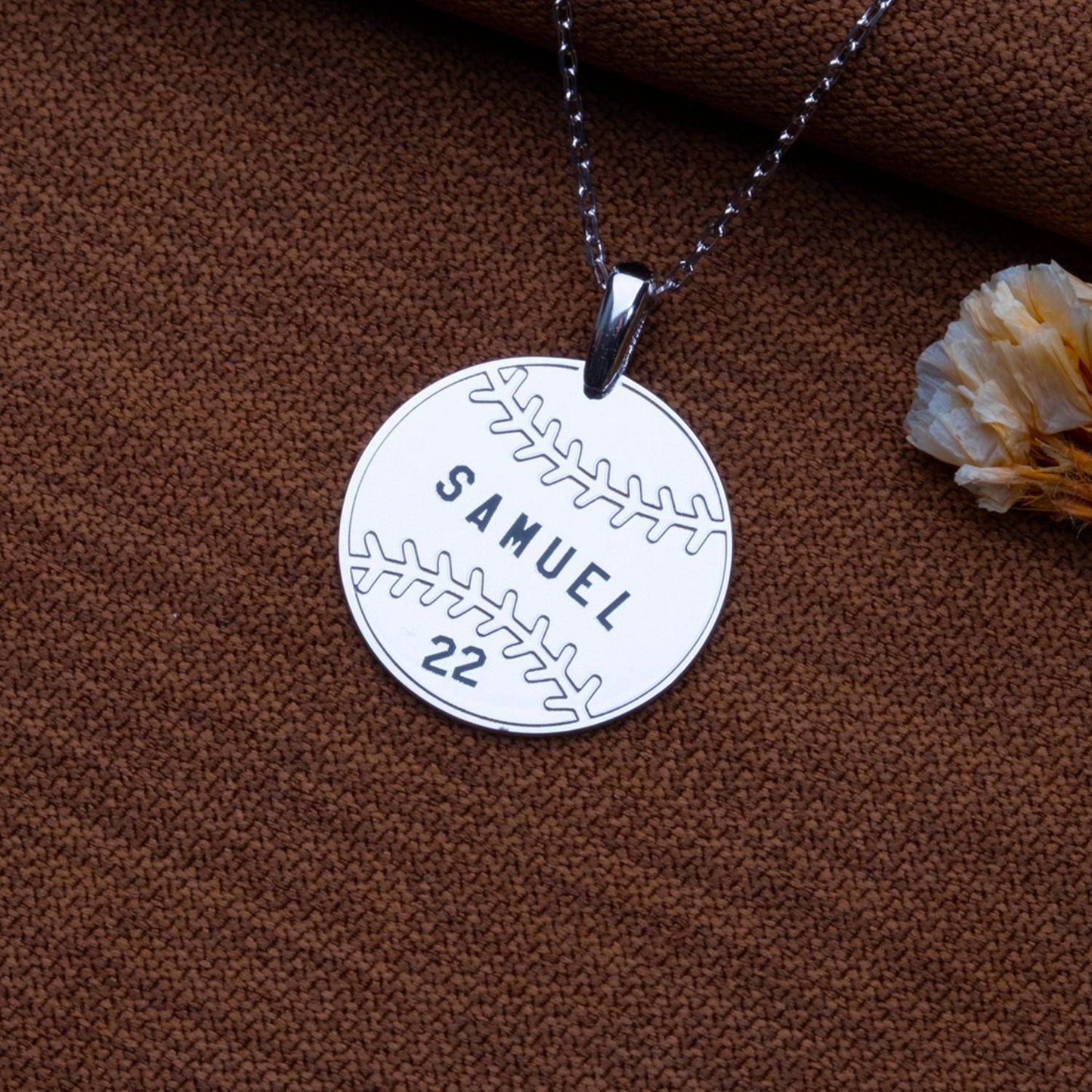Personalized Baseball Necklace – Engraved Pendant, Custom Letter or Number Necklace, Sports Jewelry, Memorial Gift,Baseball Mom,Gift for Her